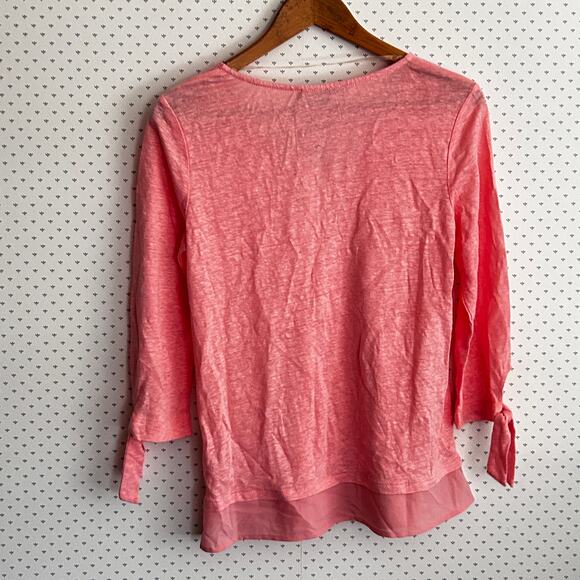Sanctuary Tie Sleeve Top XS NWT Pink V Neck Blouse Shirt Capsule - Picture 3 of 6